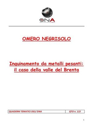 cover image of Inquinamento da metalli pesanti--il caso della Valle del Brenta